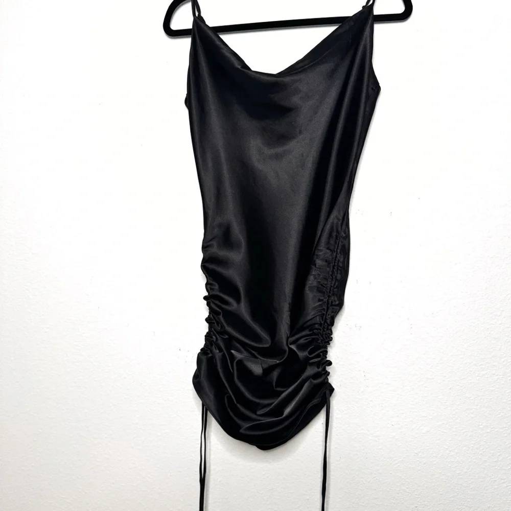 Francesca’s black satin slip mini and midi dress size medium NWT $48